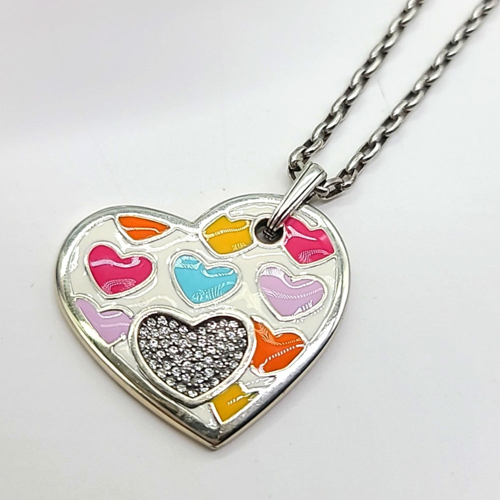 $52 Brighton "BON BON HEART" Bright Enamel Reversible Heart Pendant ❤️